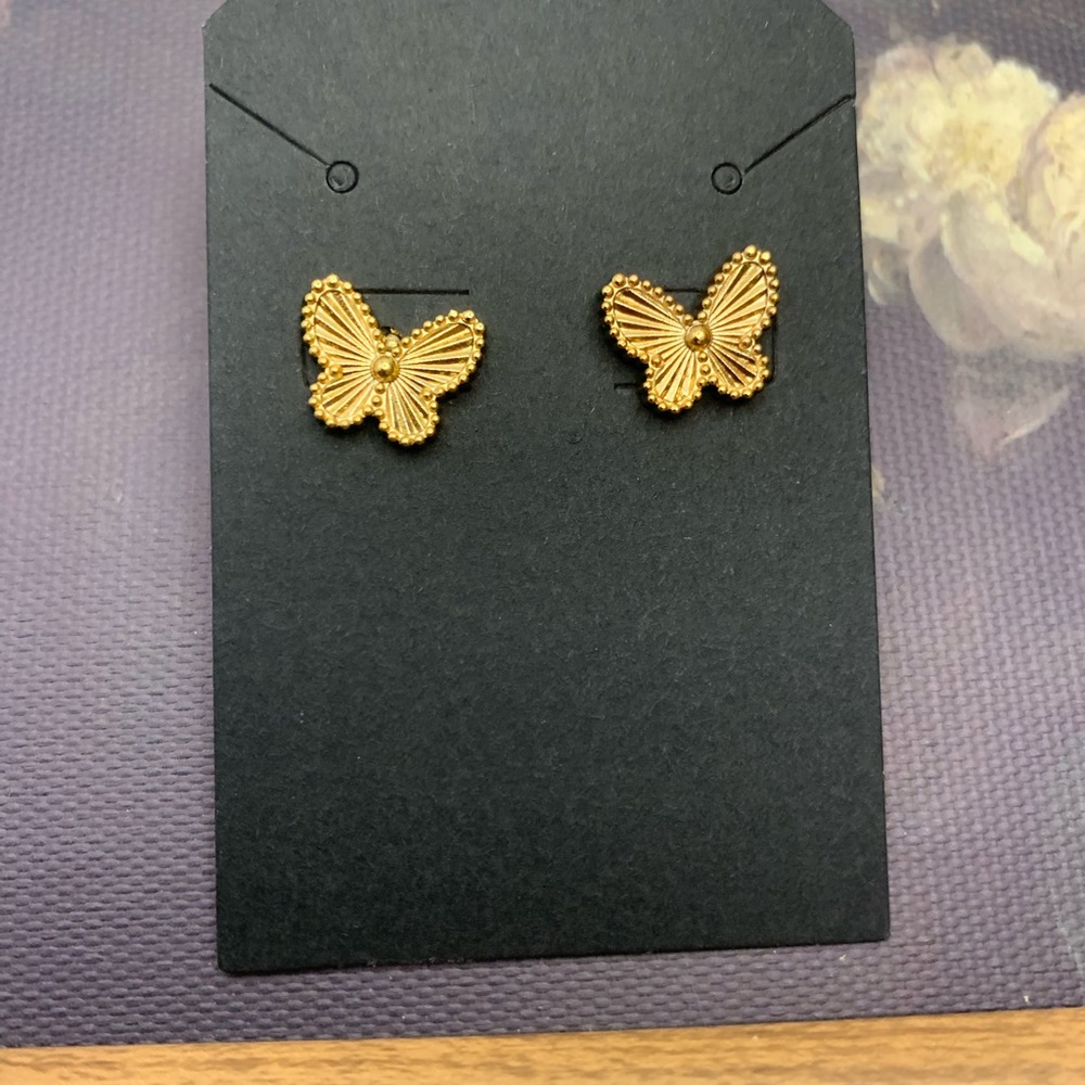 Gold Butterfly Stud Earrings